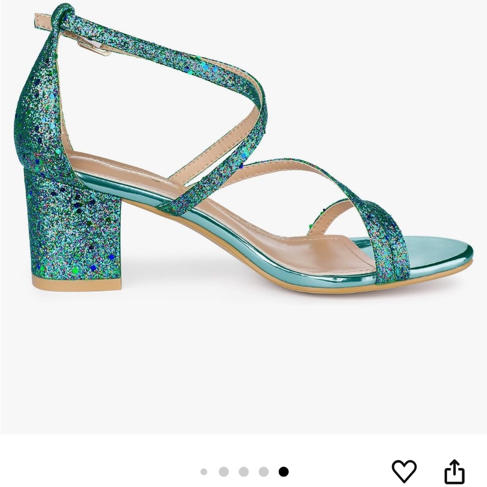 Allegra K Women's Glitter Crisscross Strap Chunky Heels Sandals Size 7 New